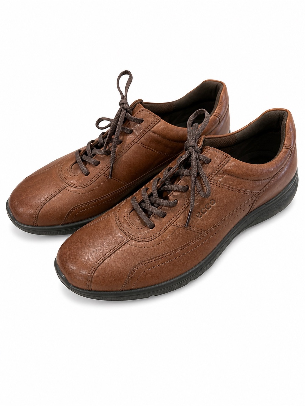 Ecco Men's Brown Leather Lace-Up Casual Shoes